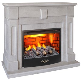 Электрокамин RealFlame Kellie 25,5/26 WT цвет белый камень с очагом 3D Firestar 25,5