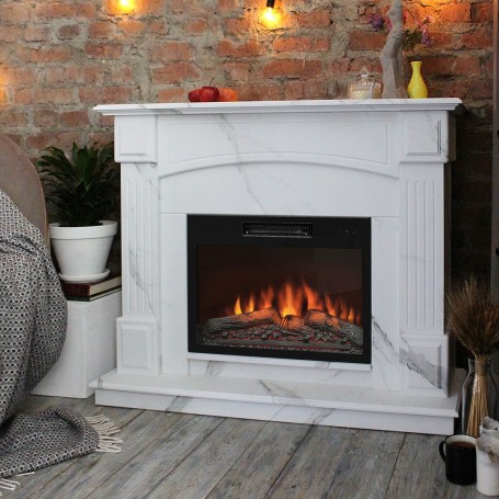 Электрокамин RealFlame Carolina 24/25,5 WT цвет мрамор белый с очагом Kendal 24