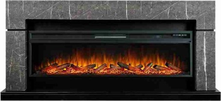 Каминокомплект Lindos 60 SFT - Серый мрамор с очагом Vision 60 LOG LED