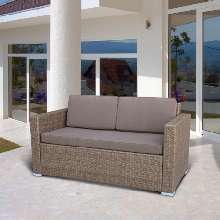 Плетеный диван из искусственного ротанга S52B-W56 Light brown