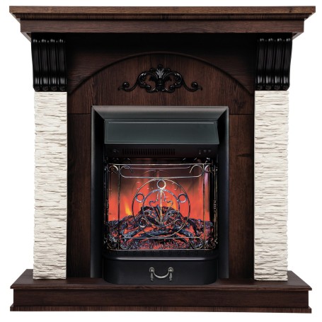 Электрокамин RealFlame Corfino NT орех с очагом Majestic Lux Black