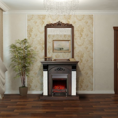 Электрокамин RealFlame Corfino NT орех с очагом Fobos Lux Black