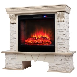 Электрокамин RealFlame Rockland Lux WT белый дуб с золотой патиной с очагом Sparta 25,5 LED