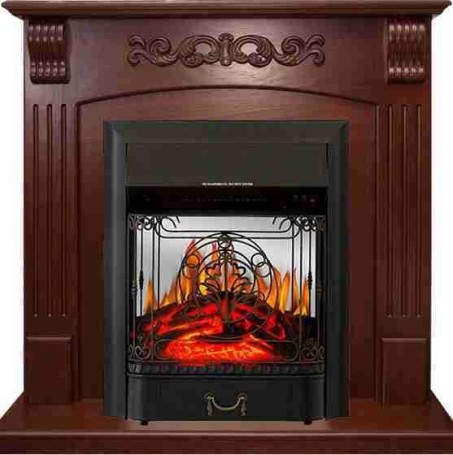 Каминокомплект Sorrento угловой - Орех с очагом Majestic FX M Black RC