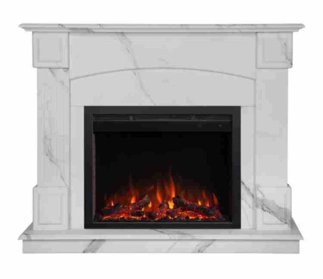 Электрокамин RealFlame Carolina 24/25,5 WT цвет мрамор белый с очагом Saphir 25,5
