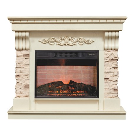 Электрокамин RealFlame Marseilles Luxe 24 WT белый дуб с золотой патиной с очагом Irvine 24