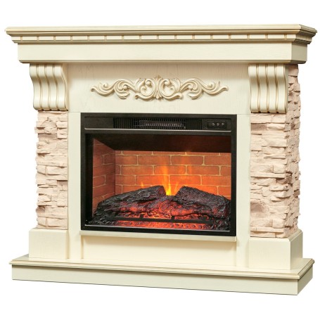 Электрокамин RealFlame Marseilles Luxe 24 WT белый дуб с золотой патиной с очагом Irvine 24