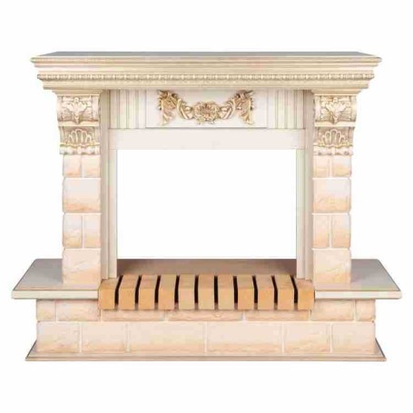 Портал каминный из МДФ RealFlame Gracia WT белый дуб с золотой патиной