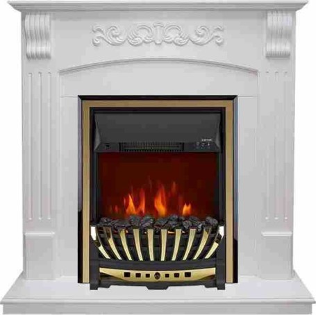Каминокомплект Sorrento угловой - Белый дуб с очагом Aspen Gold