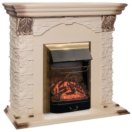 Электрокамин RealFlame Dublin Lux WT с очагом Majestic Lux Brass