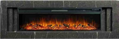 Каминокомплект Line 60 SFT Stone Touch (Разборный) - Серый мрамор с очагом Vision 60 LOG LED