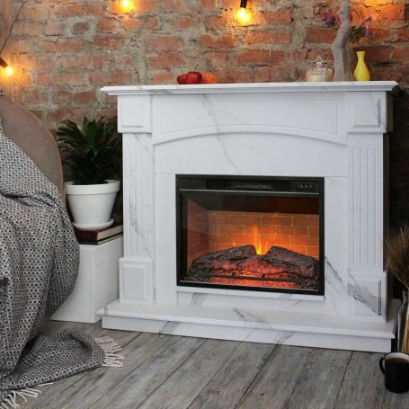 Электрокамин RealFlame Carolina 24/25,5 WT цвет мрамор белый с очагом Irvine 24
