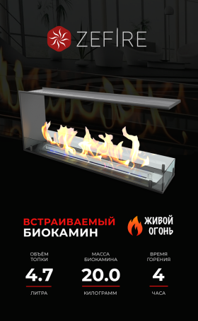 Биокамин торцевой сквозной Standart 1100 (ZeFire)