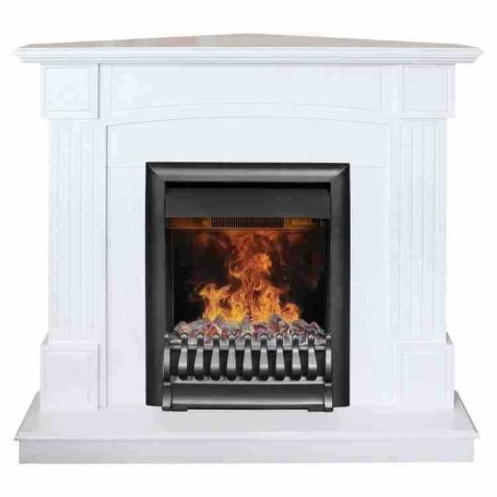 Электрокамин RealFlame Andrea Corner WT фактурный белый с очагом 3D Oregan