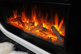 Каминокомплект Ellipse - Белый с черным (ширина 1450 мм) с очагом Vision 42 LED