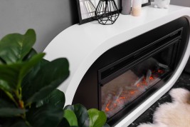 Каминокомплект Ellipse - Белый с черным (ширина 1450 мм) с очагом Vision 42 LOG LED