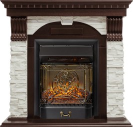 Каминокомплект Dublin - Темный дуб / Сланец белый с очагом Majestic FX M Black RC