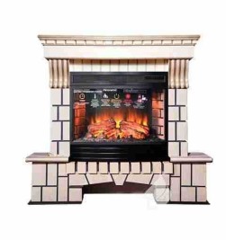 Портал для электрокамина INTER-FLAME Экстер под Panoramic 25 бежевый с золотой патиной